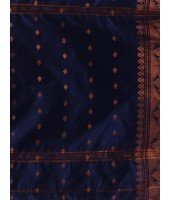 DESH BIDESH Women`s Bengal Cotton Silk Pure Handloom Cotton Saree Kohinoor Work With Blouse Piece(Dark Blue)